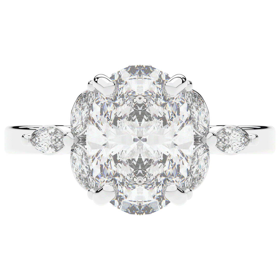 2.85CT.TW OVAL LAB DIAMOND ENGAGEMENT RING - Nazarelle