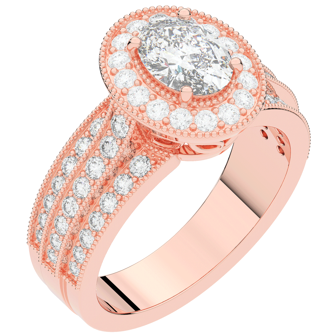 1.80CT.TW OVAL LAB DIAMOND HALO ENGAGEMENT RING - Nazarelle