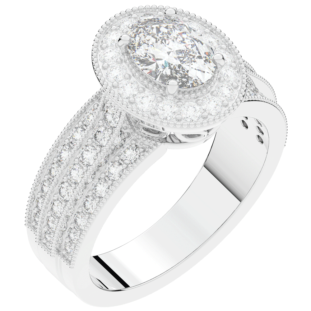1.80CT.TW OVAL LAB DIAMOND HALO ENGAGEMENT RING - Nazarelle