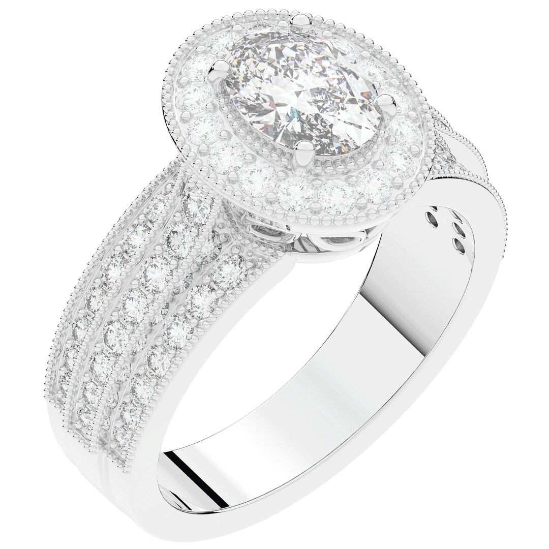 1.80CT.TW OVAL LAB DIAMOND HALO ENGAGEMENT RING - Nazarelle