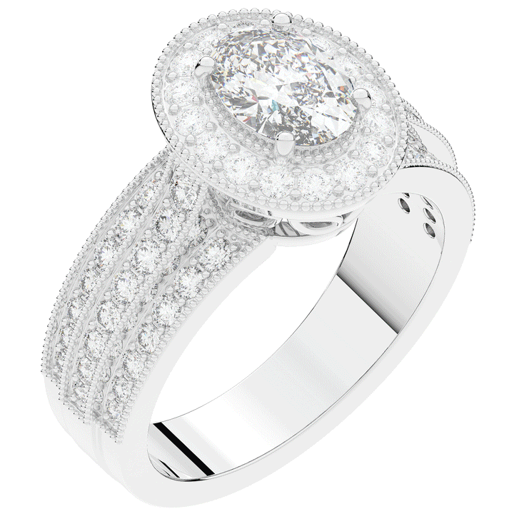 1.80CT.TW OVAL LAB DIAMOND HALO ENGAGEMENT RING - Nazarelle