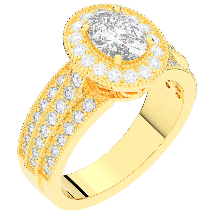 1.80CT.TW OVAL LAB DIAMOND HALO ENGAGEMENT RING - Nazarelle
