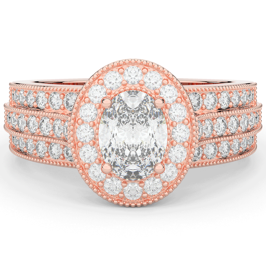 1.80CT.TW OVAL LAB DIAMOND HALO ENGAGEMENT RING - Nazarelle