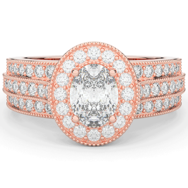 1.80CT.TW OVAL LAB DIAMOND HALO ENGAGEMENT RING - Nazarelle