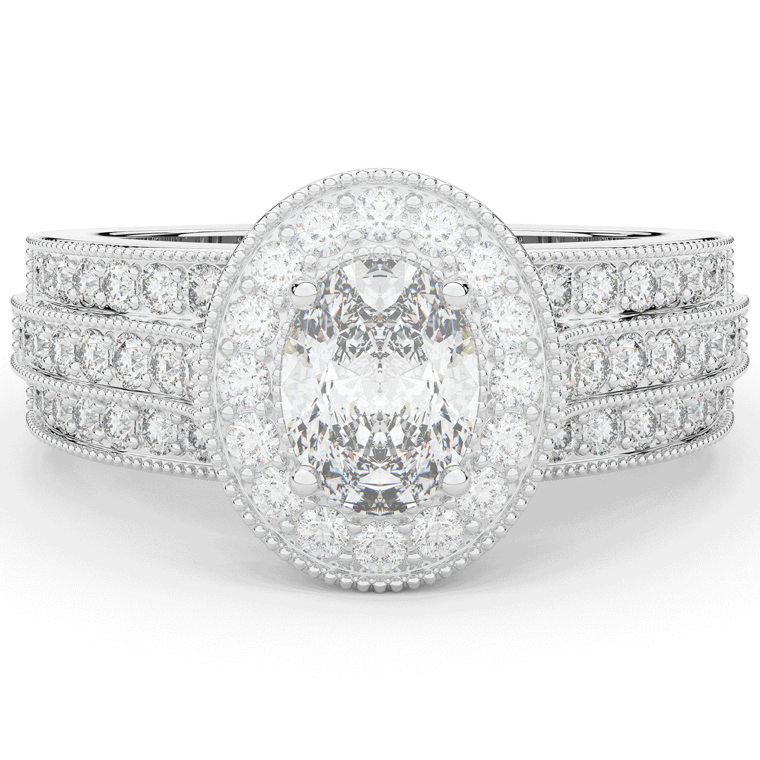 1.80CT.TW OVAL LAB DIAMOND HALO ENGAGEMENT RING - Nazarelle