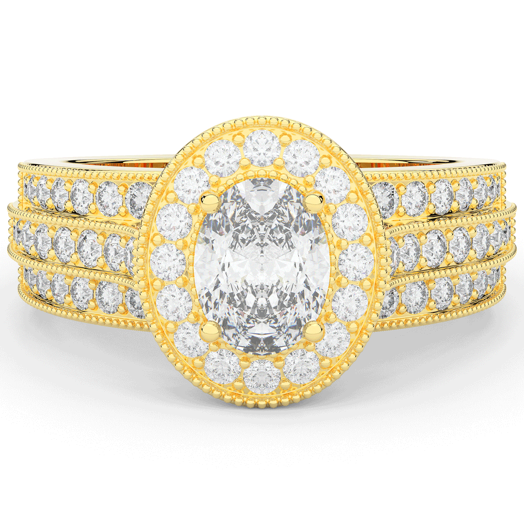 1.80CT.TW OVAL LAB DIAMOND HALO ENGAGEMENT RING - Nazarelle