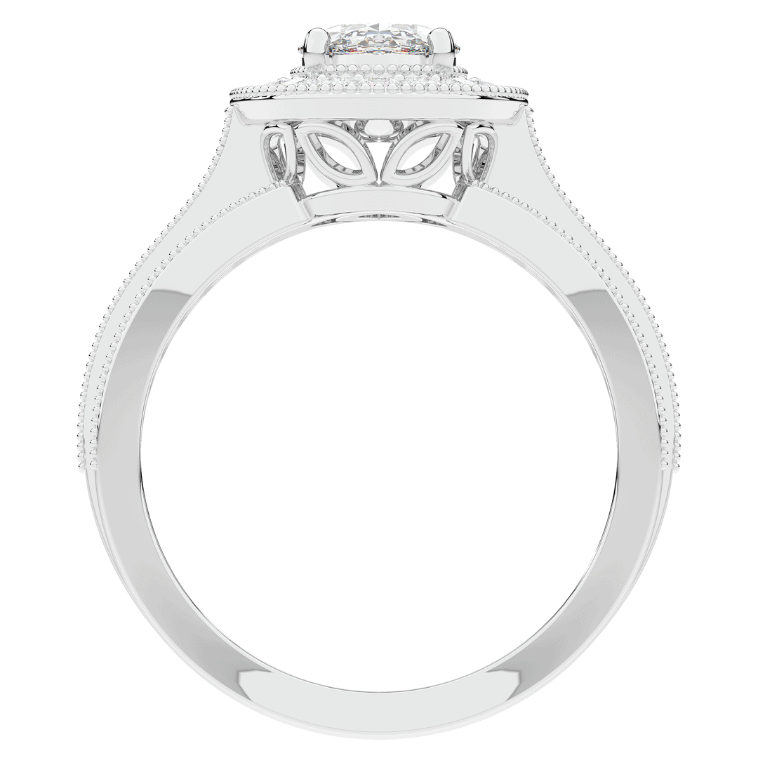 1.80CT.TW OVAL LAB DIAMOND HALO ENGAGEMENT RING - Nazarelle