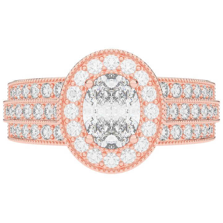 1.80CT.TW OVAL LAB DIAMOND HALO ENGAGEMENT RING - Nazarelle