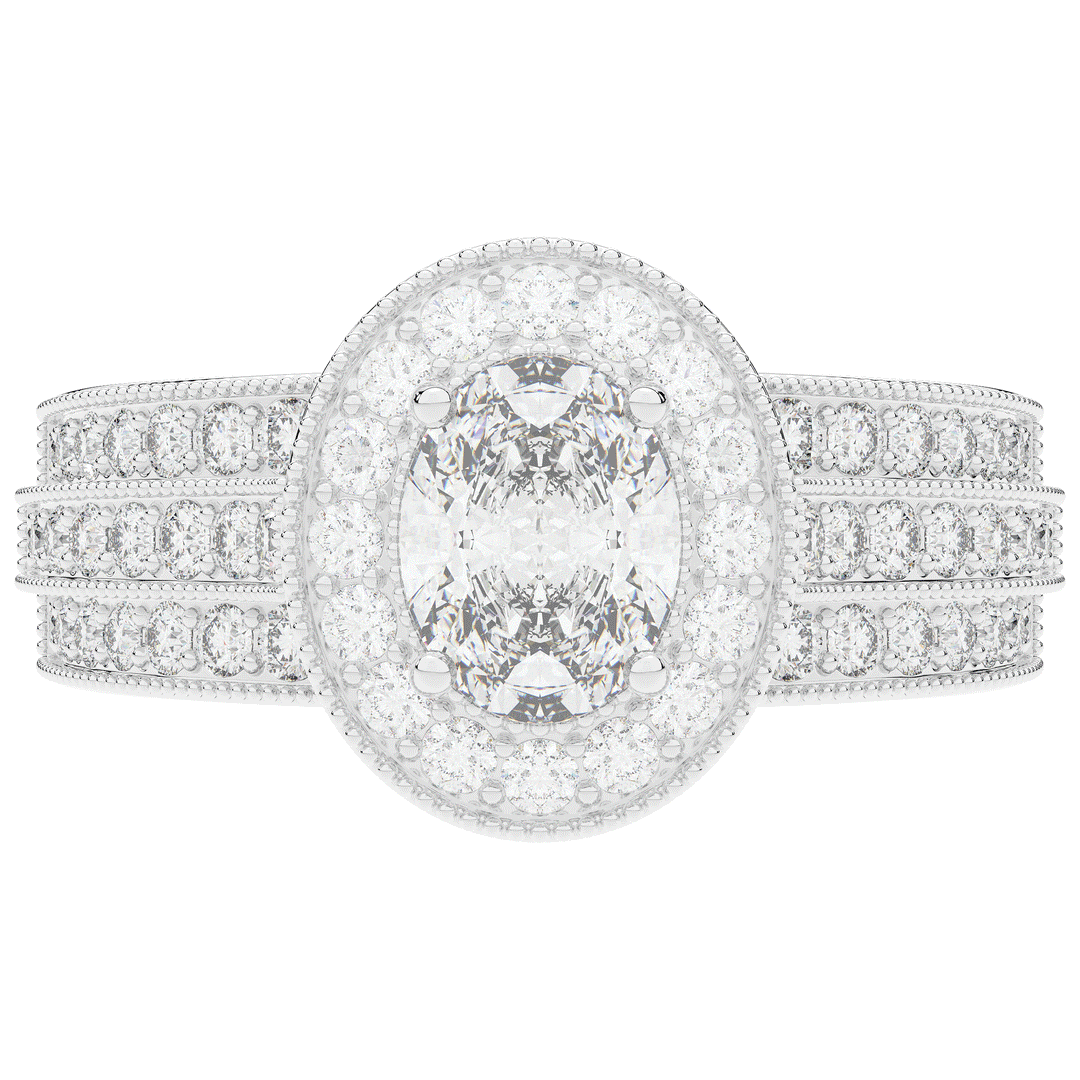 1.80CT.TW OVAL LAB DIAMOND HALO ENGAGEMENT RING - Nazarelle