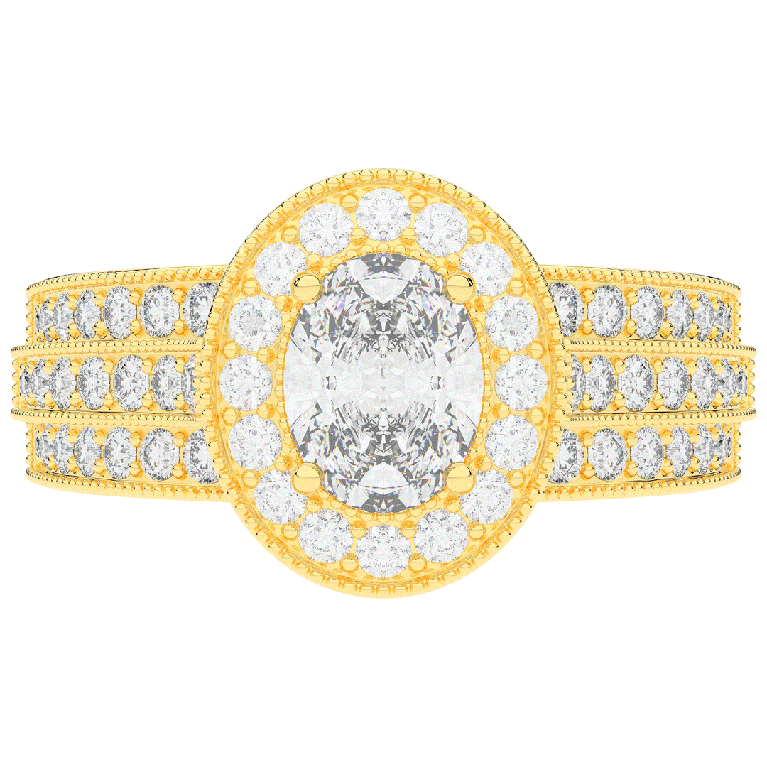 1.80CT.TW OVAL LAB DIAMOND HALO ENGAGEMENT RING - Nazarelle