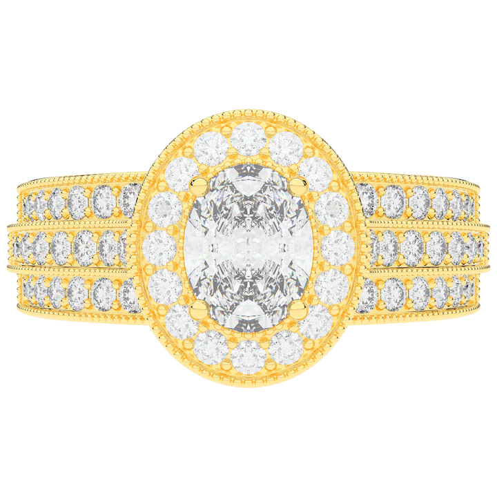 1.80CT.TW OVAL LAB DIAMOND HALO ENGAGEMENT RING - Nazarelle