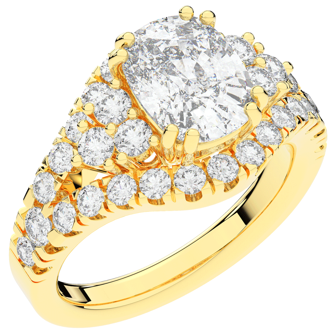 3.10CT.TW CUSHION LAB DIAMOND HALO ENGAGEMENT RING - Nazarelle
