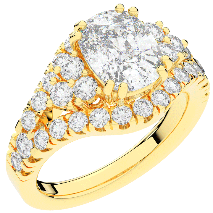 3.10CT.TW CUSHION LAB DIAMOND HALO ENGAGEMENT RING - Nazarelle