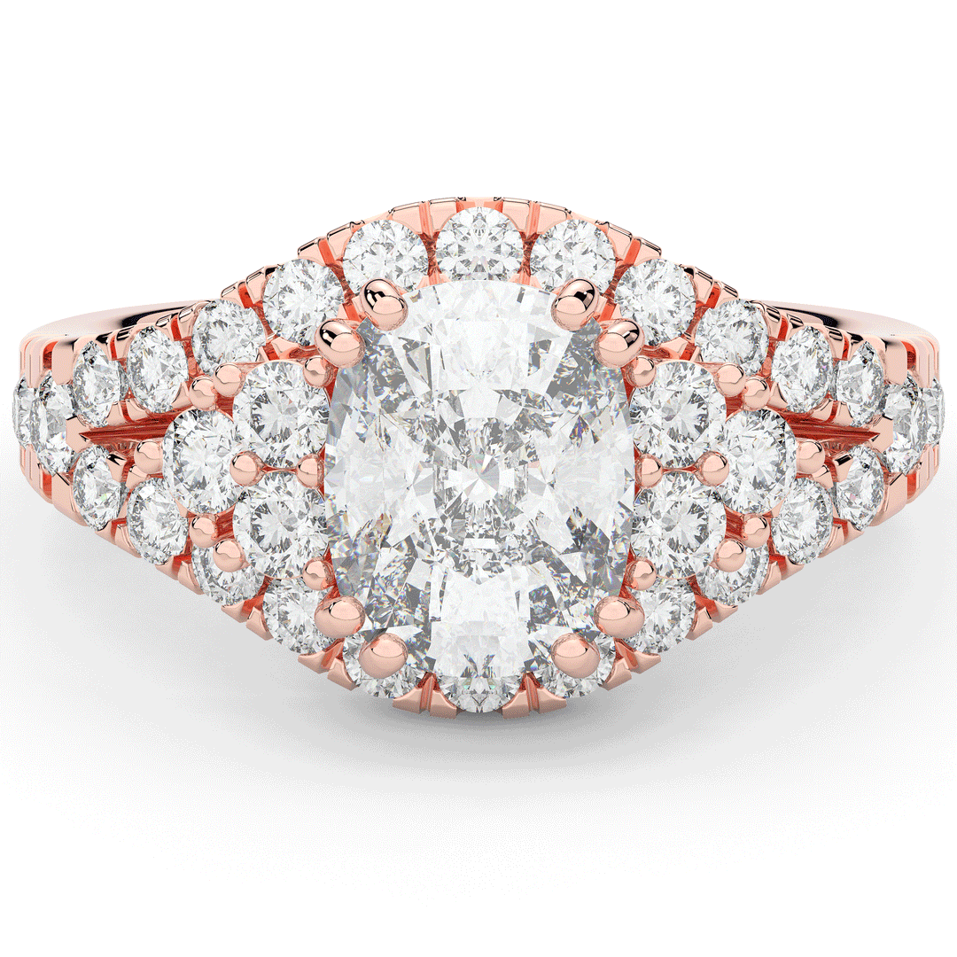 3.10CT.TW CUSHION LAB DIAMOND HALO ENGAGEMENT RING - Nazarelle
