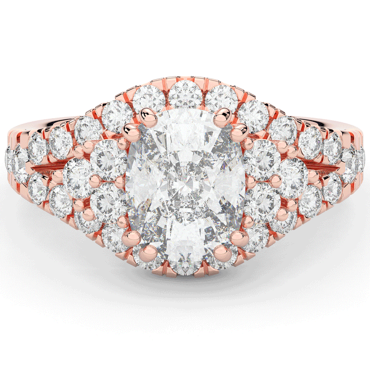3.10CT.TW CUSHION LAB DIAMOND HALO ENGAGEMENT RING - Nazarelle