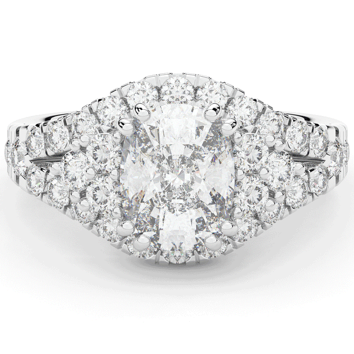 3.10CT.TW CUSHION LAB DIAMOND HALO ENGAGEMENT RING - Nazarelle