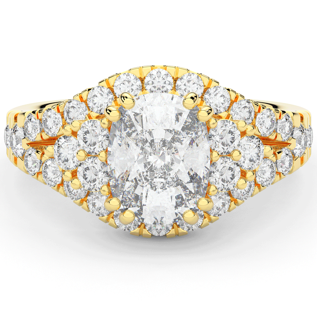 3.10CT.TW CUSHION LAB DIAMOND HALO ENGAGEMENT RING - Nazarelle