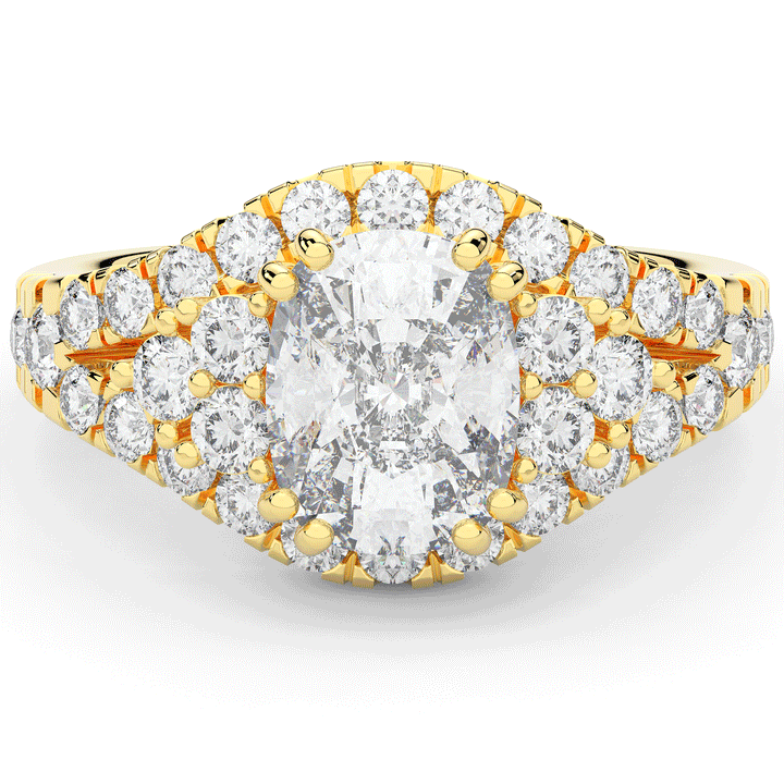 3.10CT.TW CUSHION LAB DIAMOND HALO ENGAGEMENT RING - Nazarelle