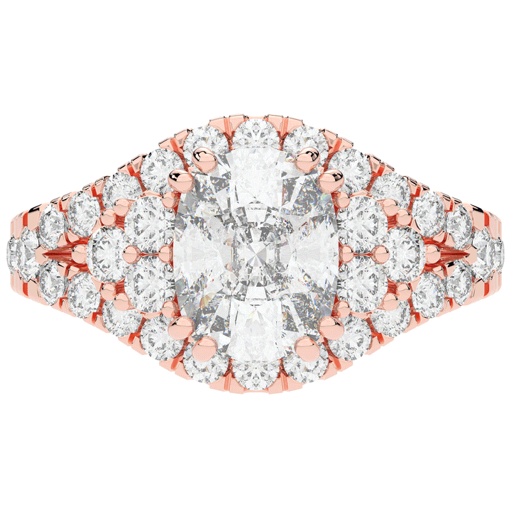 3.10CT.TW CUSHION LAB DIAMOND HALO ENGAGEMENT RING - Nazarelle