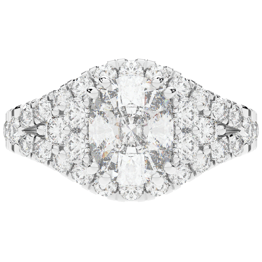 3.10CT.TW CUSHION LAB DIAMOND HALO ENGAGEMENT RING - Nazarelle