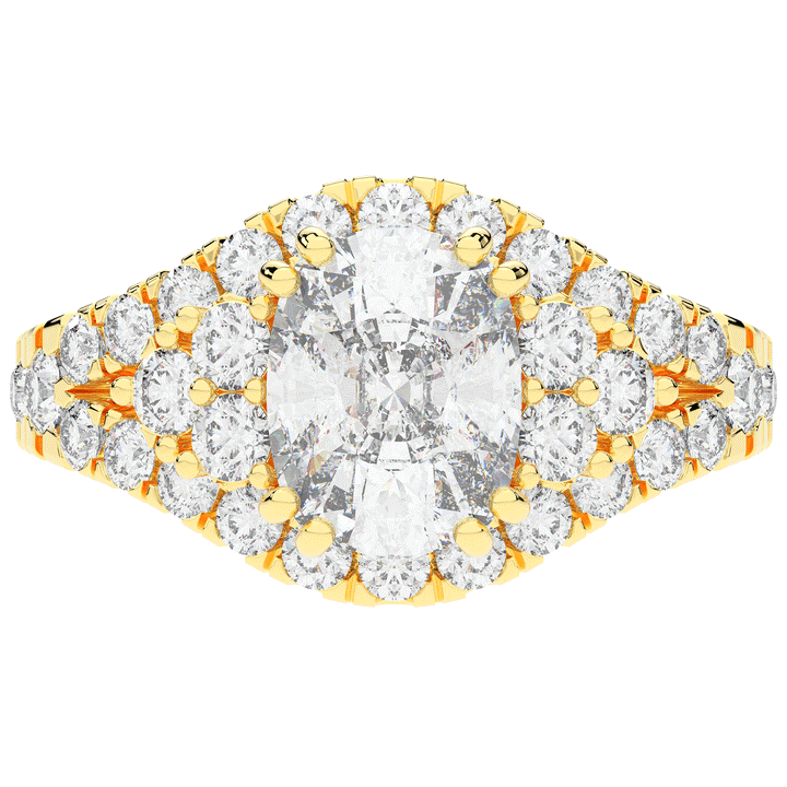 3.10CT.TW CUSHION LAB DIAMOND HALO ENGAGEMENT RING - Nazarelle