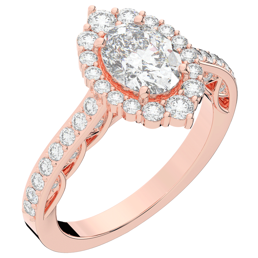 1.75CT.TW OVAL LAB DIAMOND HALO ENGAGEMENT RING - Nazarelle