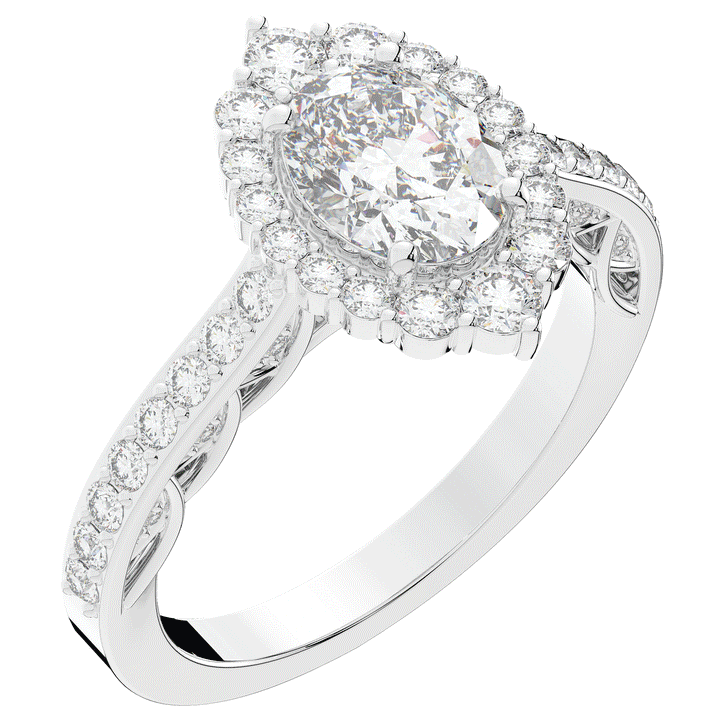 1.75CT.TW OVAL LAB DIAMOND HALO ENGAGEMENT RING - Nazarelle