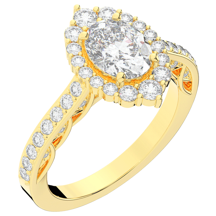 1.75CT.TW OVAL LAB DIAMOND HALO ENGAGEMENT RING - Nazarelle