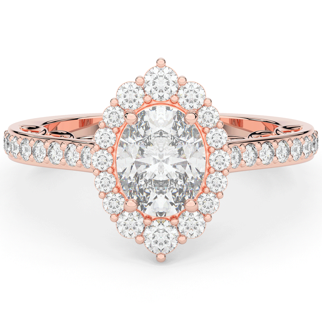 1.75CT.TW OVAL LAB DIAMOND HALO ENGAGEMENT RING - Nazarelle