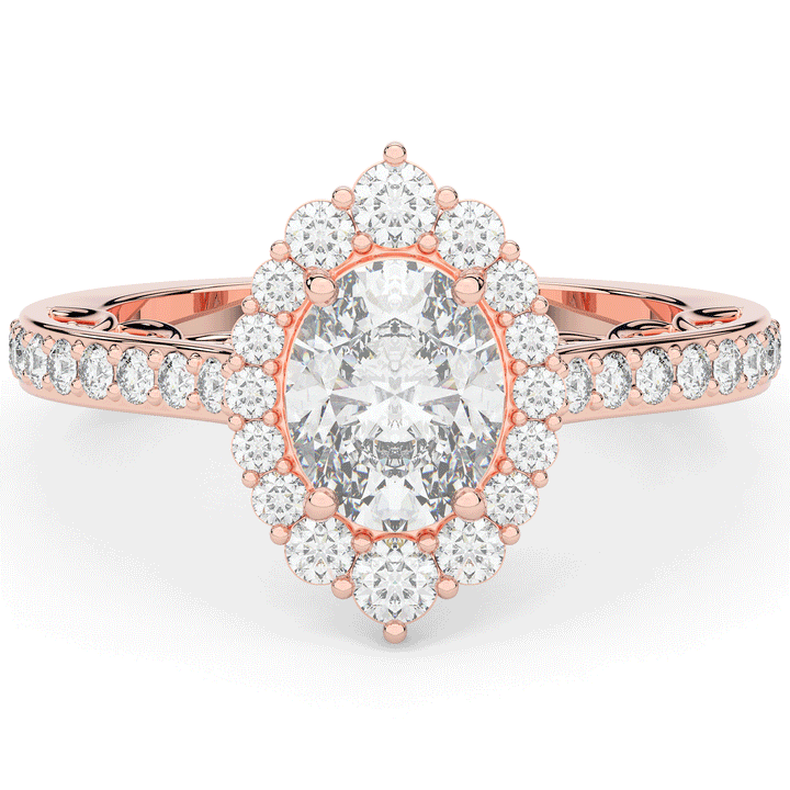 1.75CT.TW OVAL LAB DIAMOND HALO ENGAGEMENT RING - Nazarelle