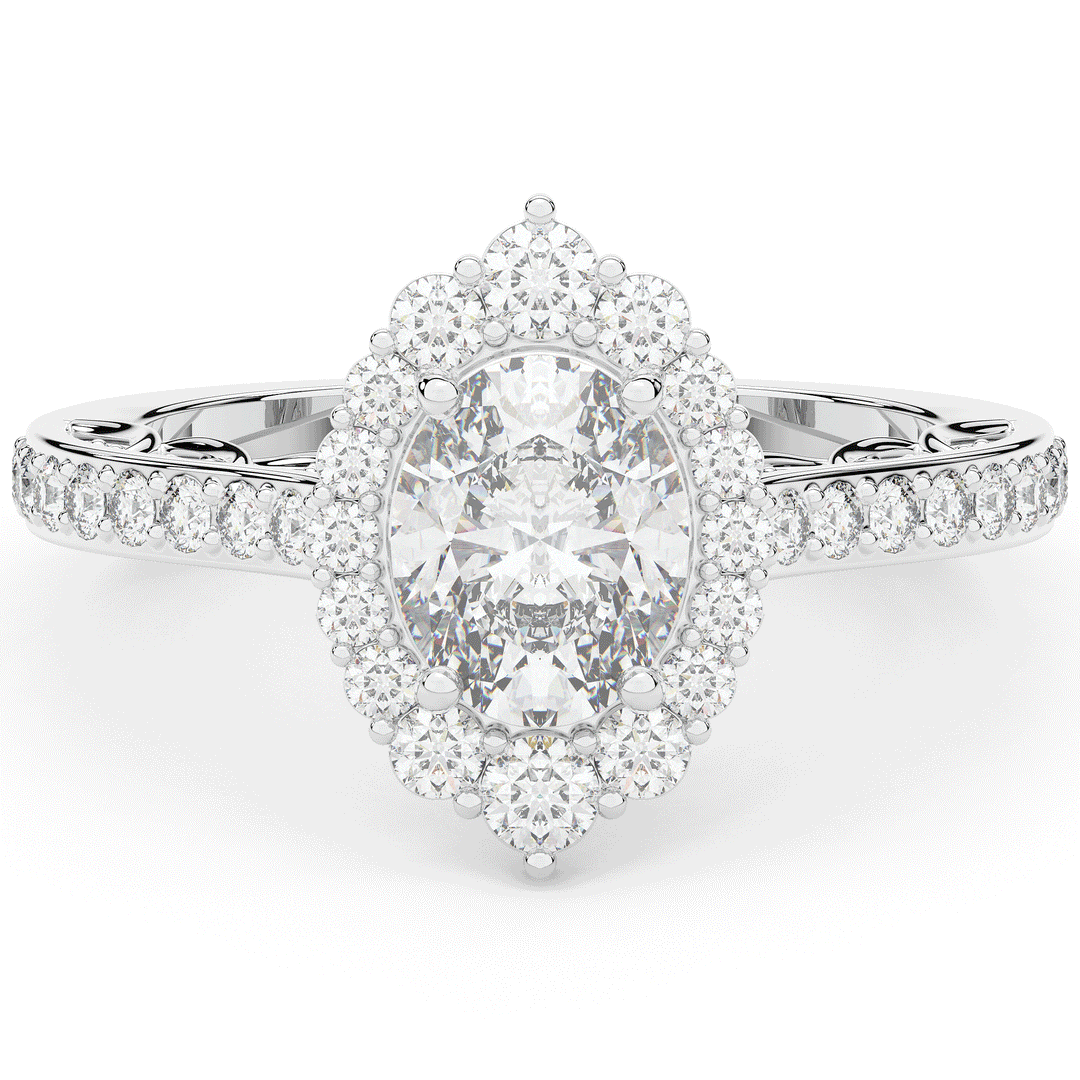 1.75CT.TW OVAL LAB DIAMOND HALO ENGAGEMENT RING - Nazarelle