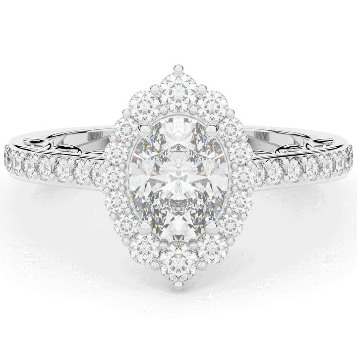 1.75CT.TW OVAL LAB DIAMOND HALO ENGAGEMENT RING - Nazarelle