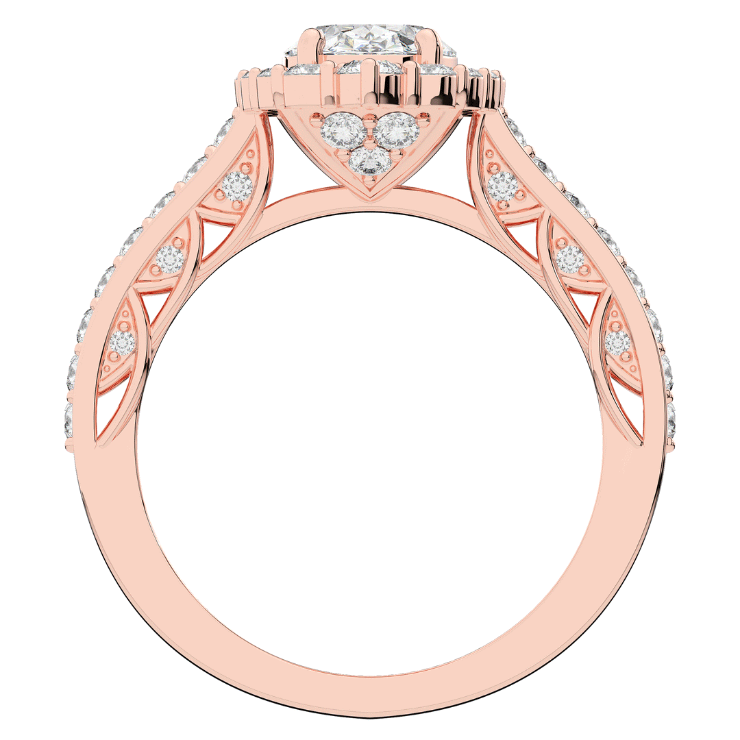 1.75CT.TW OVAL LAB DIAMOND HALO ENGAGEMENT RING - Nazarelle