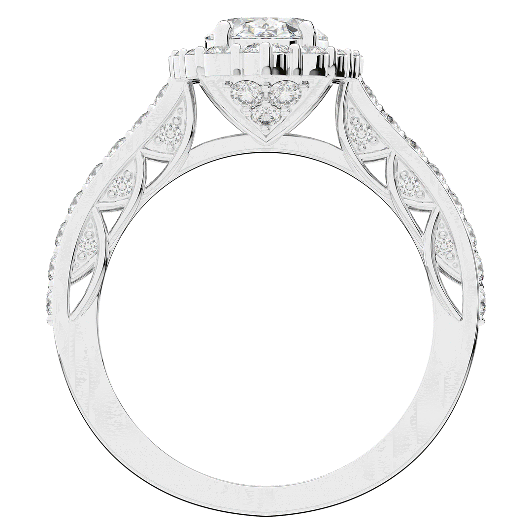 1.75CT.TW OVAL LAB DIAMOND HALO ENGAGEMENT RING - Nazarelle