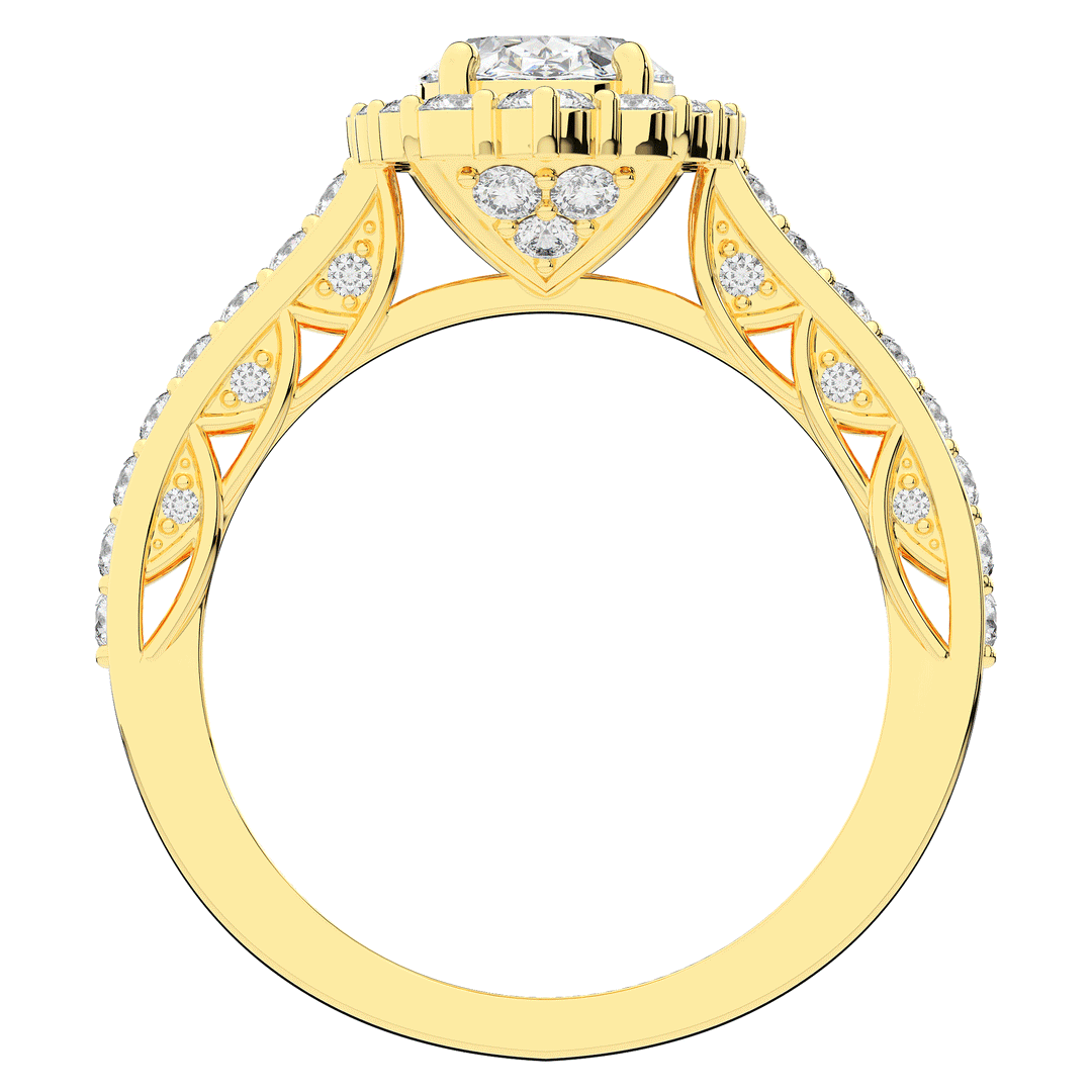1.75CT.TW OVAL LAB DIAMOND HALO ENGAGEMENT RING - Nazarelle