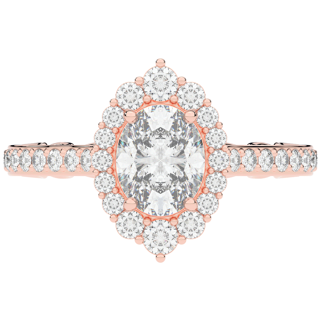 1.75CT.TW OVAL LAB DIAMOND HALO ENGAGEMENT RING - Nazarelle