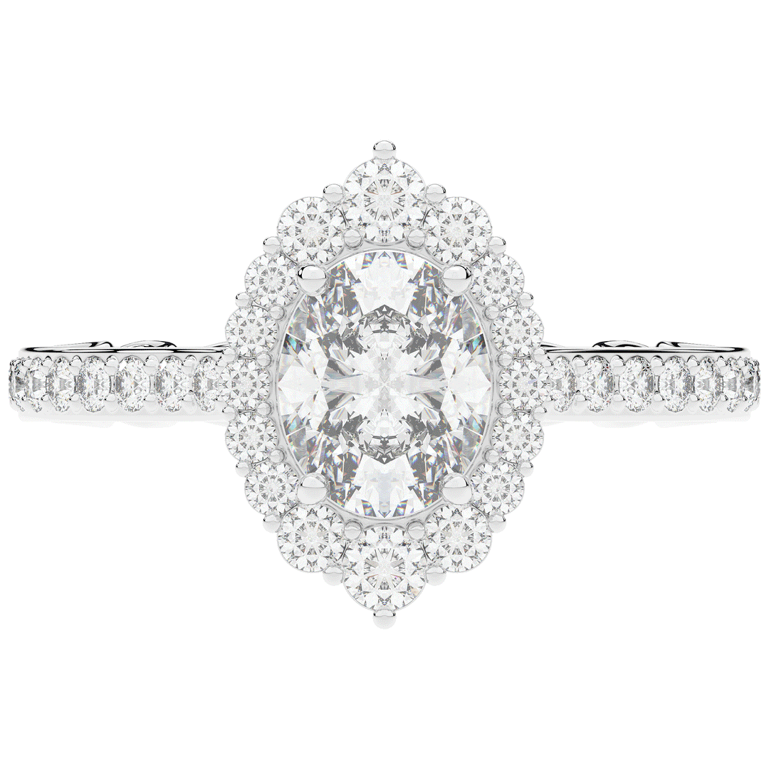 1.75CT.TW OVAL LAB DIAMOND HALO ENGAGEMENT RING - Nazarelle