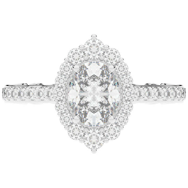 1.75CT.TW OVAL LAB DIAMOND HALO ENGAGEMENT RING - Nazarelle