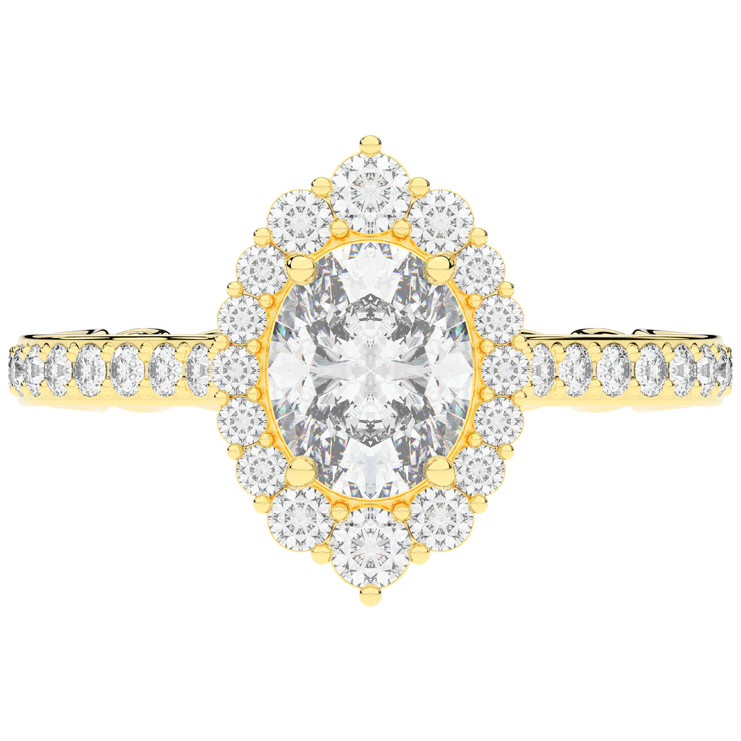1.75CT.TW OVAL LAB DIAMOND HALO ENGAGEMENT RING - Nazarelle