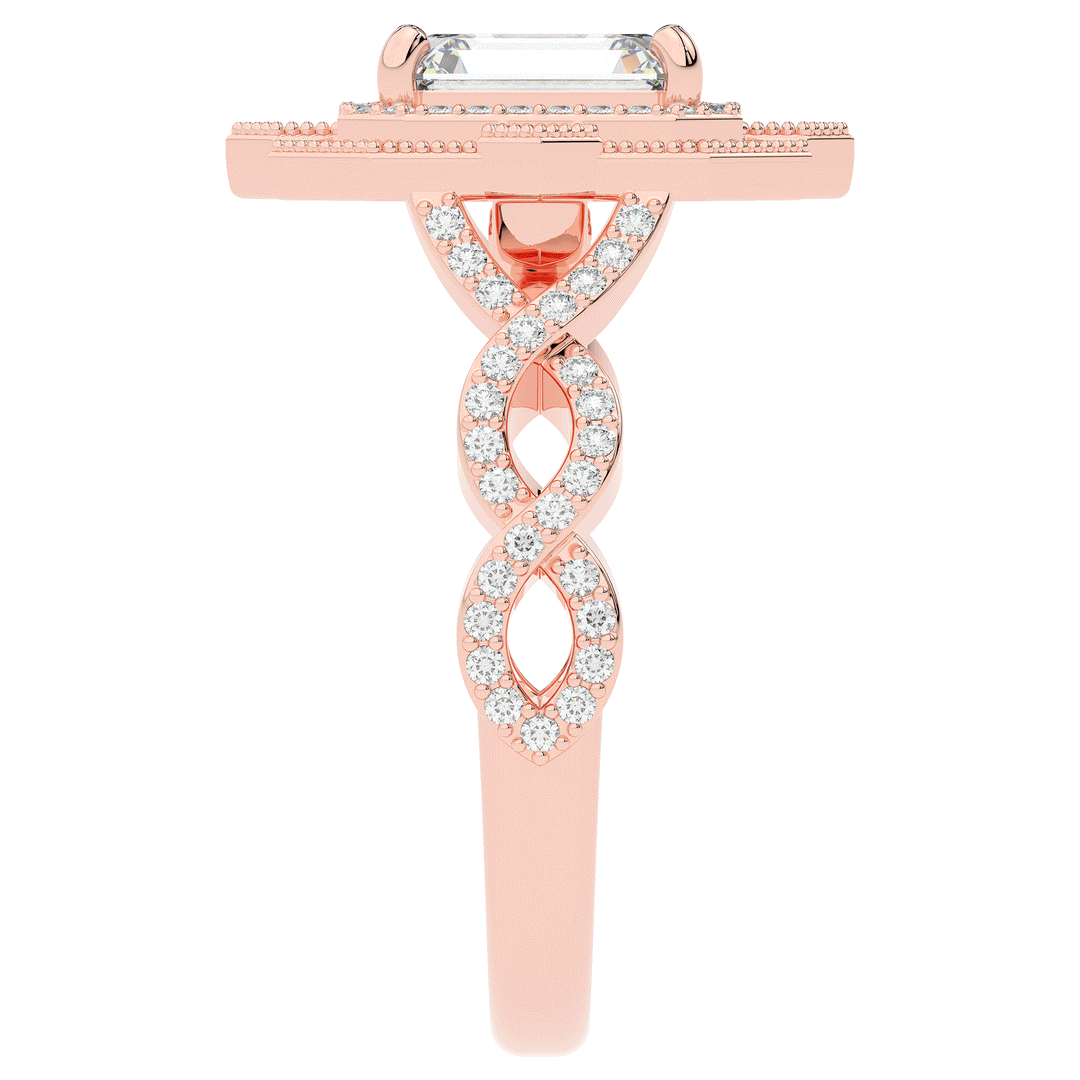 1.90CT.TW EMERALD CUT LAB DIAMOND HALO ENGAGEMENT RING - Nazarelle