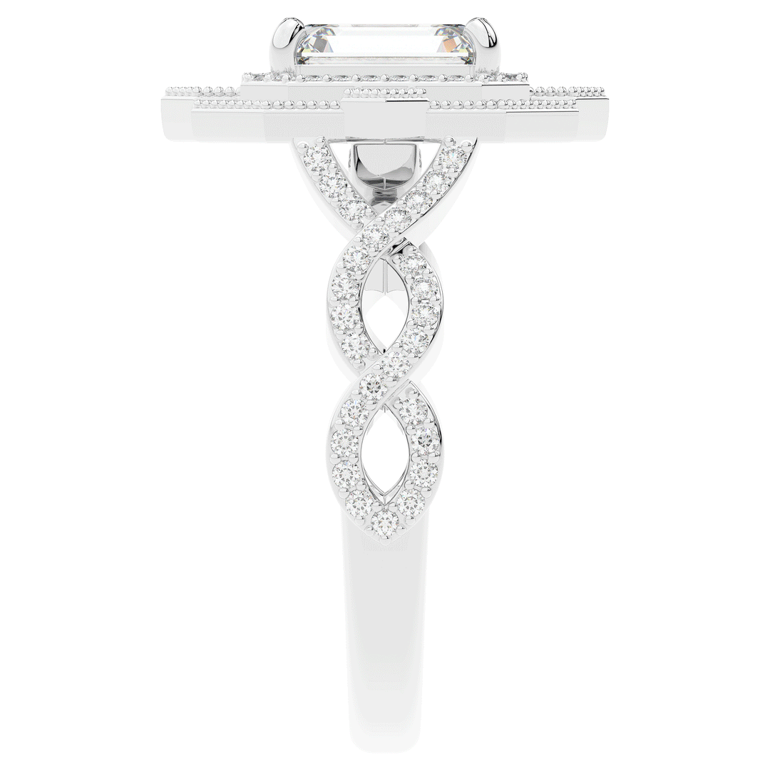 1.90CT.TW EMERALD CUT LAB DIAMOND HALO ENGAGEMENT RING - Nazarelle