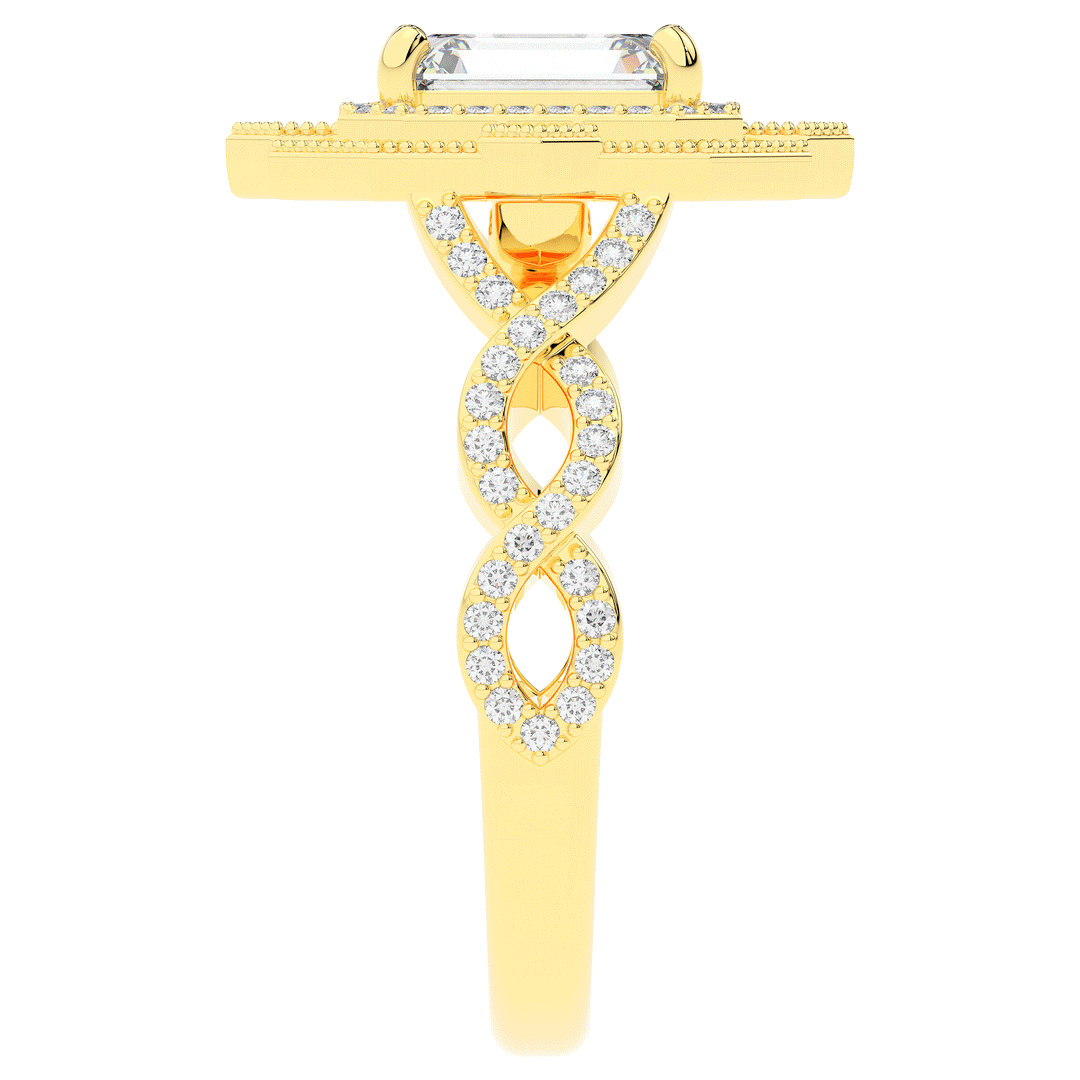 1.90CT.TW EMERALD CUT LAB DIAMOND HALO ENGAGEMENT RING - Nazarelle