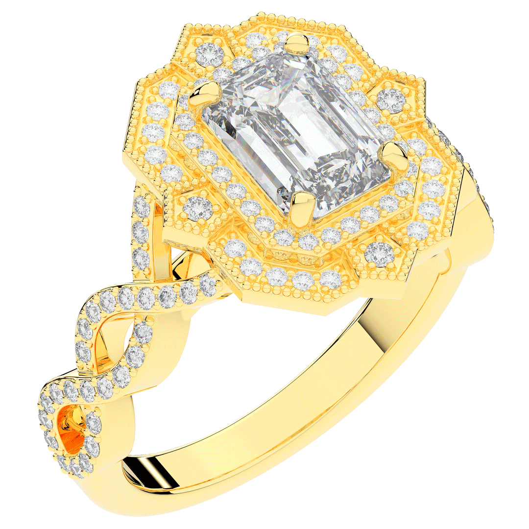 1.90CT.TW EMERALD CUT LAB DIAMOND HALO ENGAGEMENT RING - Nazarelle