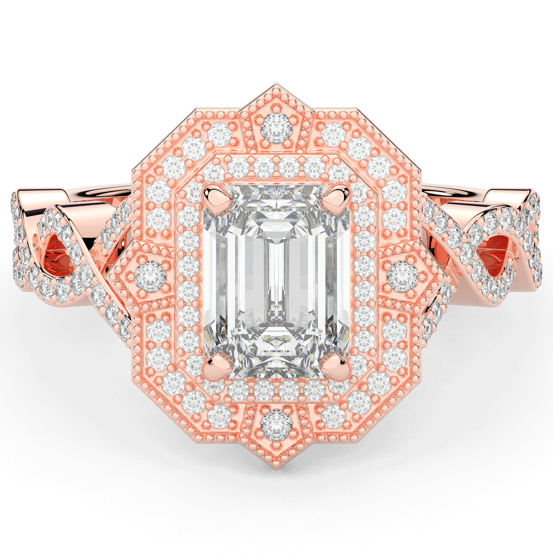 1.90CT.TW EMERALD CUT LAB DIAMOND HALO ENGAGEMENT RING - Nazarelle