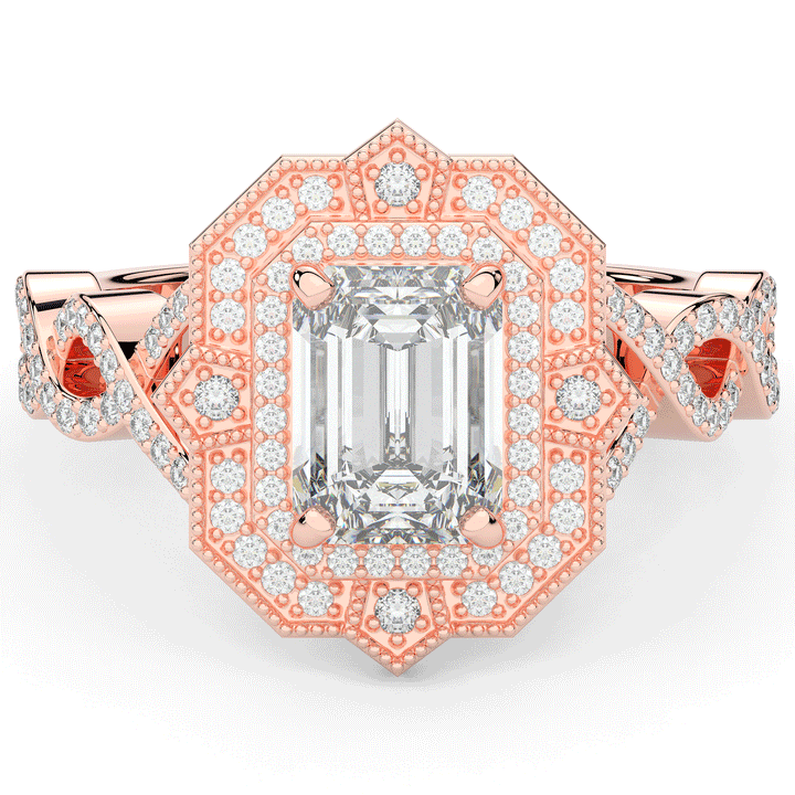 1.90CT.TW EMERALD CUT LAB DIAMOND HALO ENGAGEMENT RING - Nazarelle