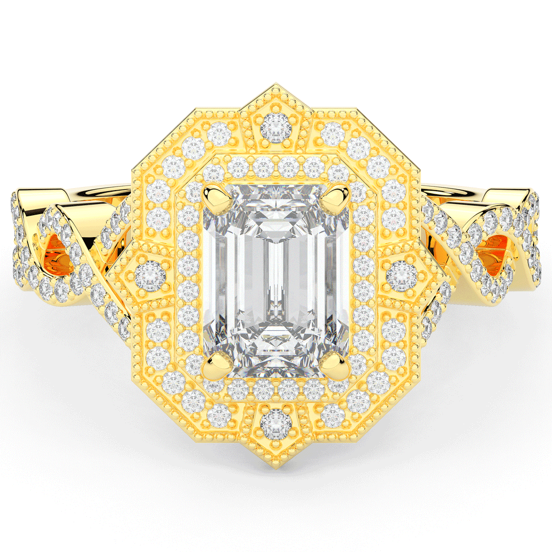 1.90CT.TW EMERALD CUT LAB DIAMOND HALO ENGAGEMENT RING - Nazarelle
