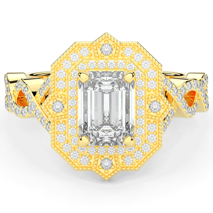 1.90CT.TW EMERALD CUT LAB DIAMOND HALO ENGAGEMENT RING - Nazarelle