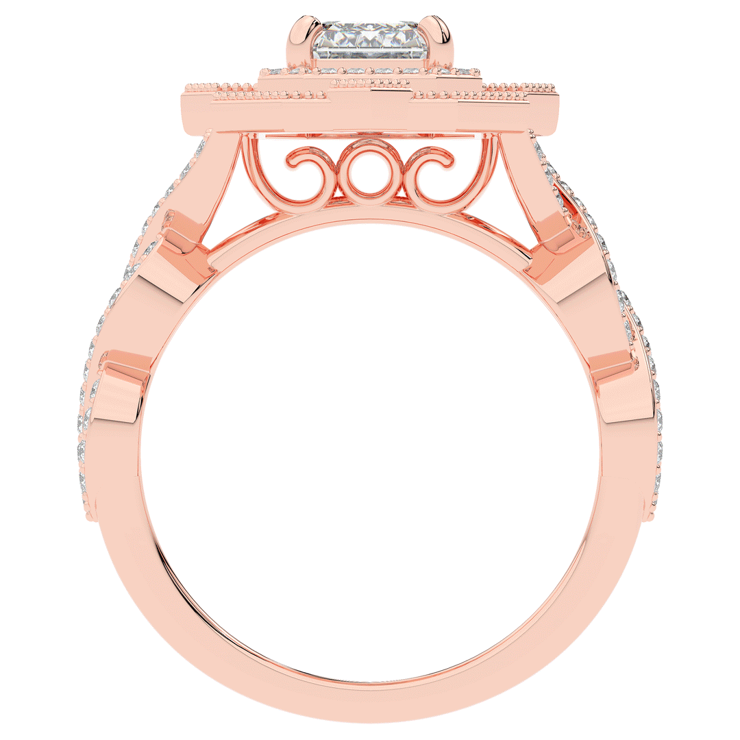 1.90CT.TW EMERALD CUT LAB DIAMOND HALO ENGAGEMENT RING - Nazarelle
