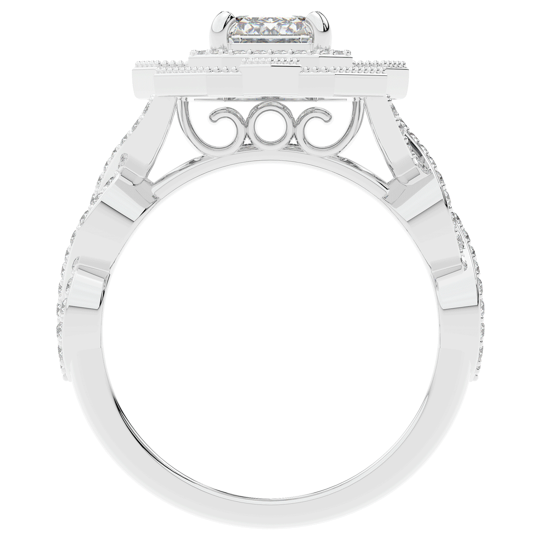 1.90CT.TW EMERALD CUT LAB DIAMOND HALO ENGAGEMENT RING - Nazarelle