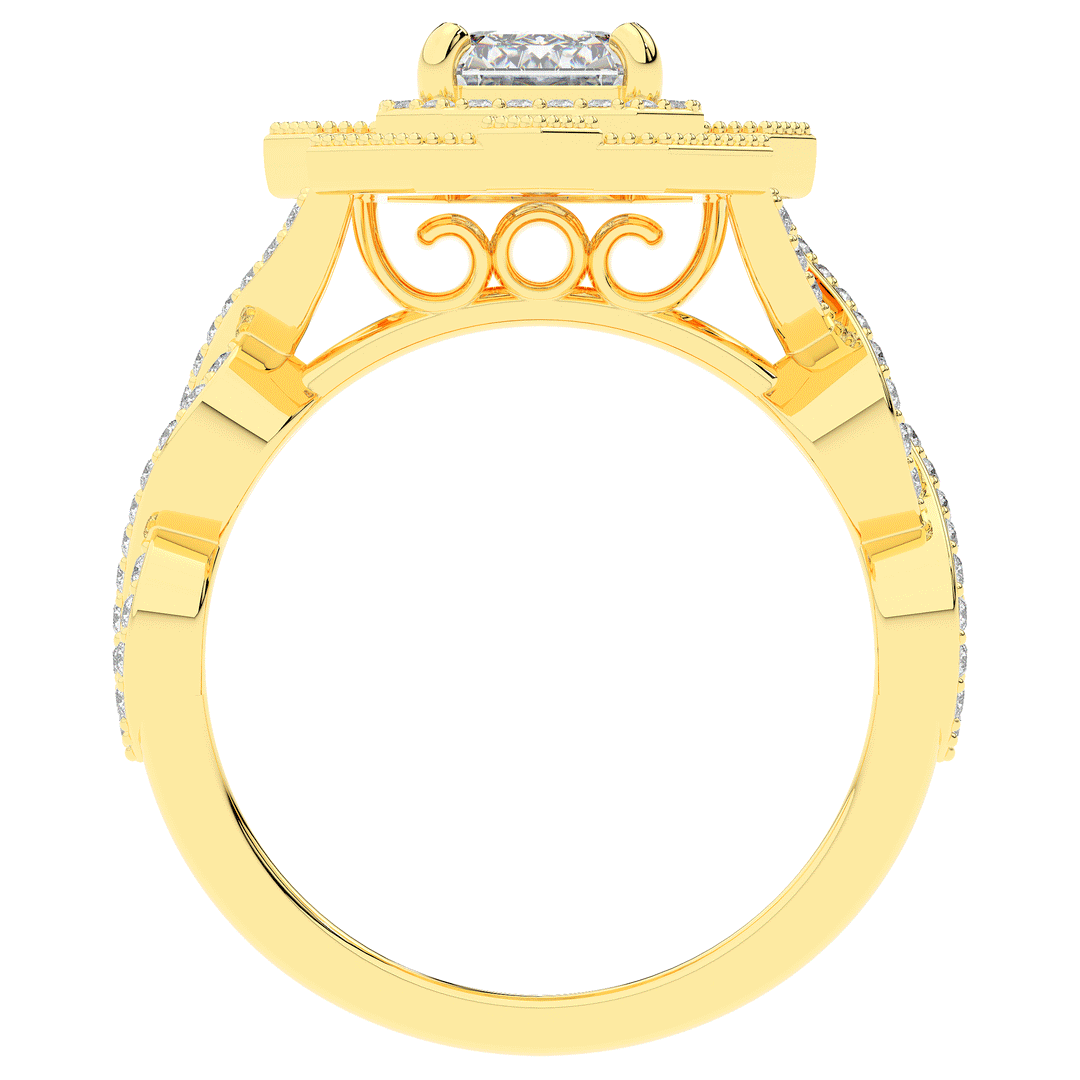 1.90CT.TW EMERALD CUT LAB DIAMOND HALO ENGAGEMENT RING - Nazarelle